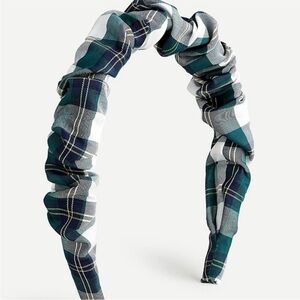 J. Crew Plaid Scrunchie Headband Plaid Headband - Green Blue and White